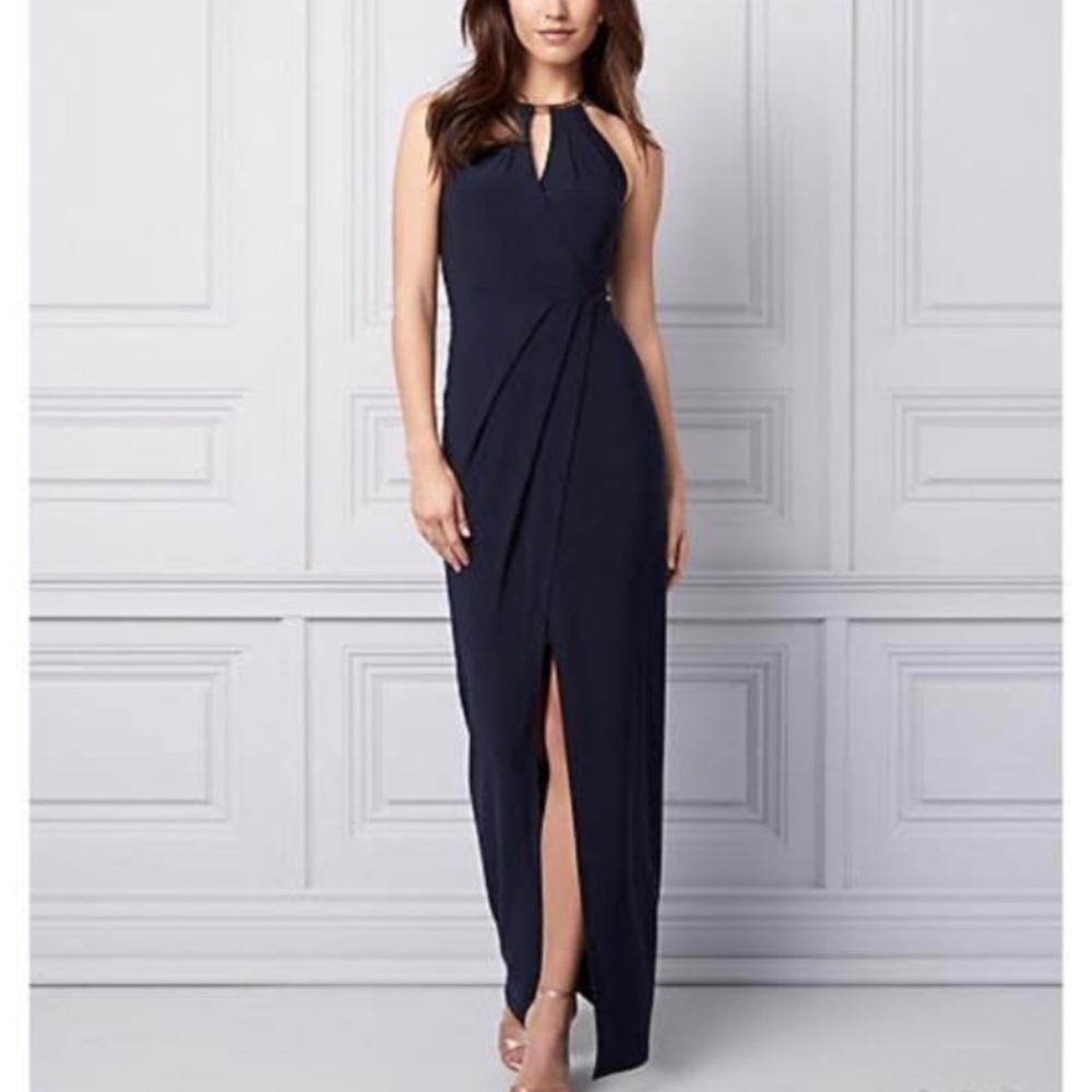 Elegant Navy Blue Sleeveless Dress